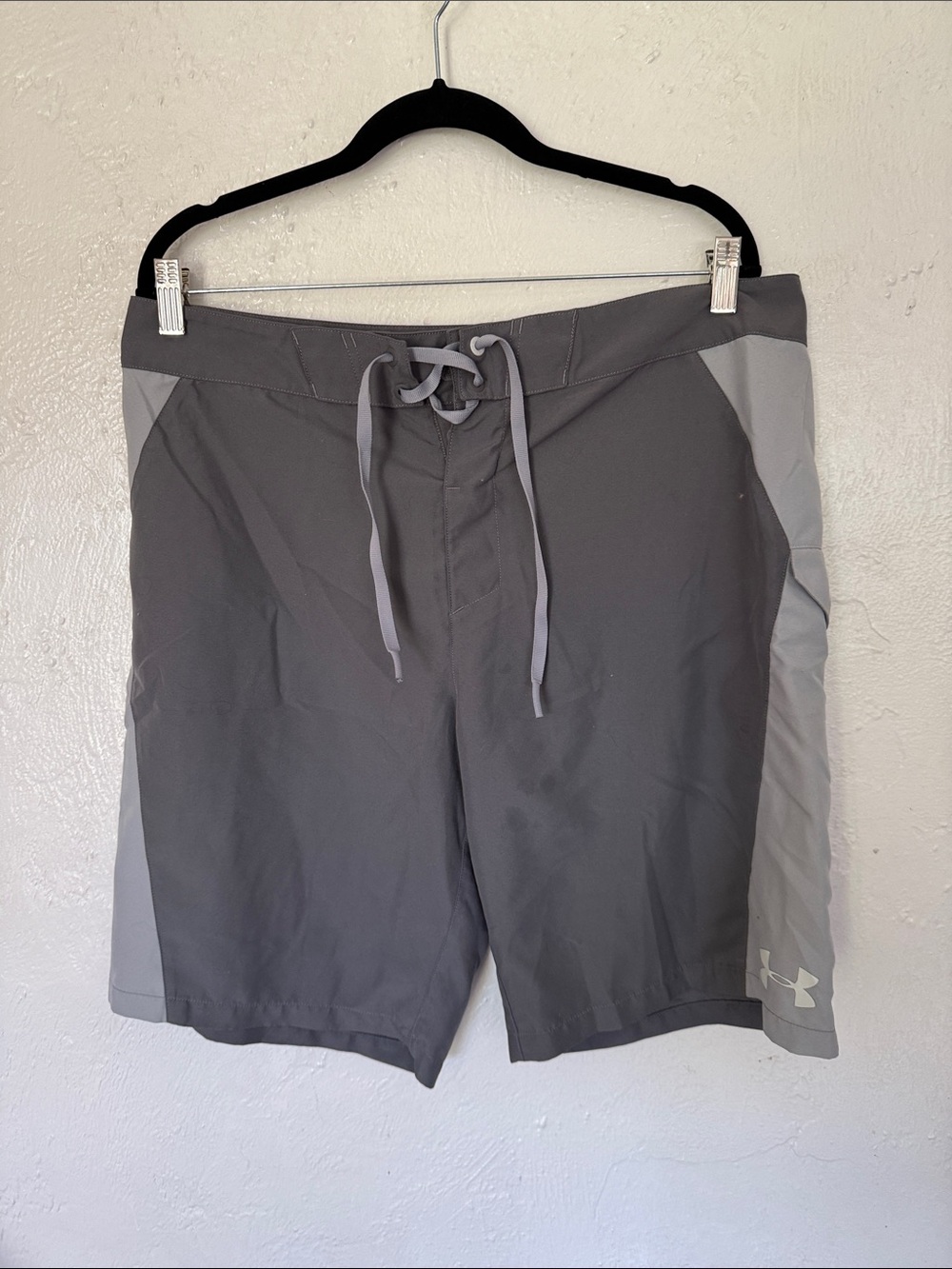 Under Armour Gray & Light Gray Drawstring Athletic Swim Shorts